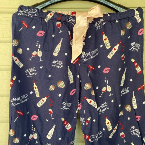 Wine enthusiast women’s size Small S sleepwear pants pajama PJ pant navy funny - Picture 3 of 8